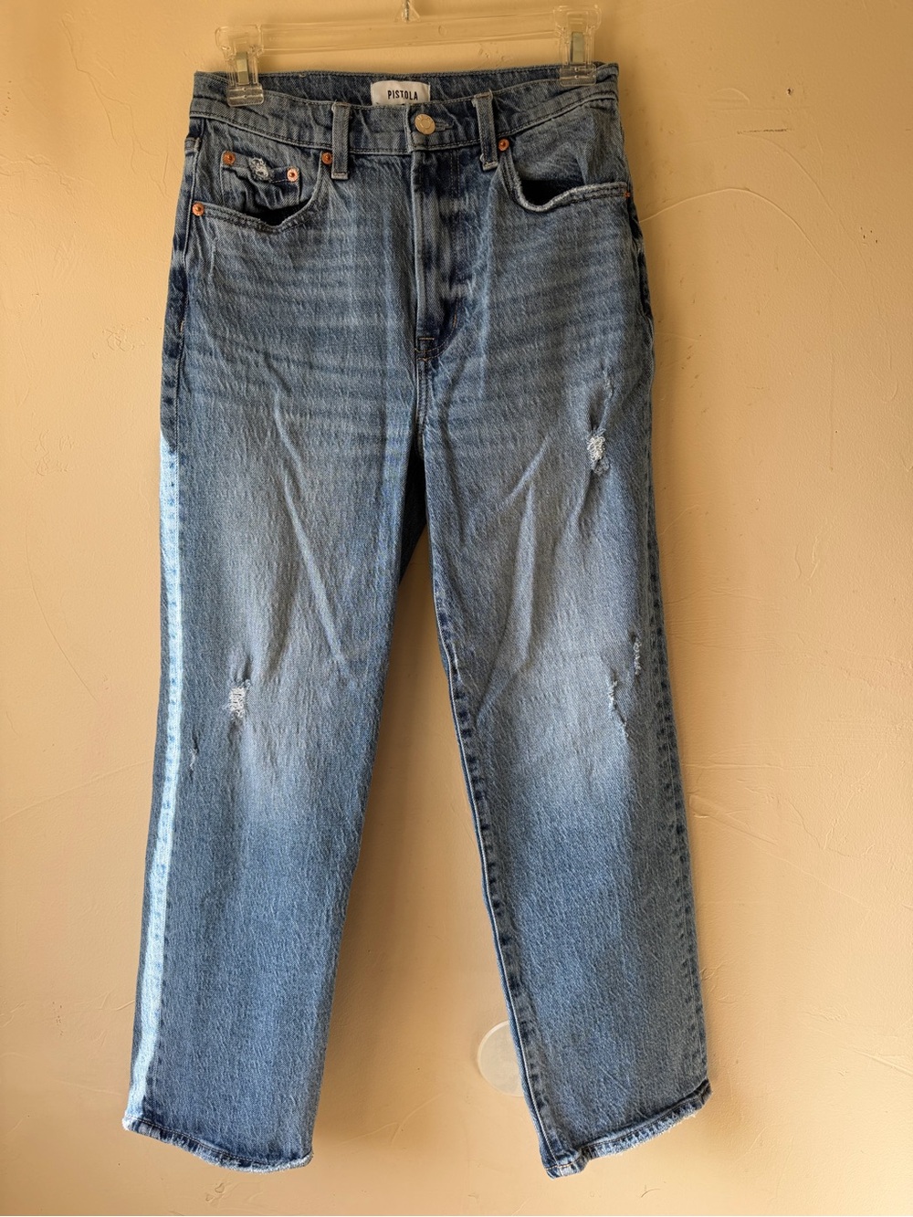 Pistola Distressed Straight-Leg Jeans